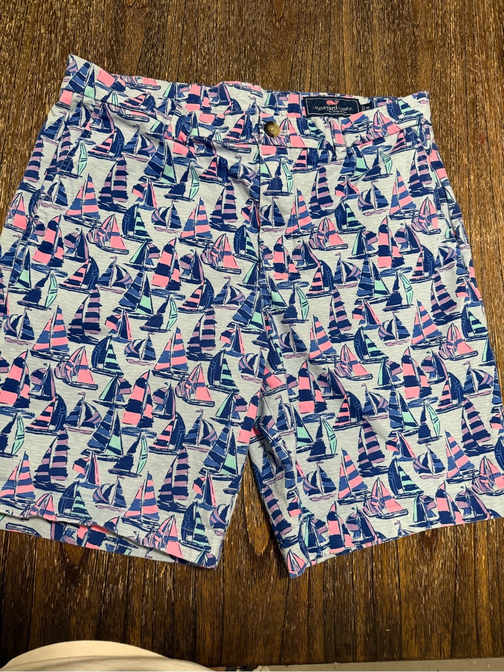 Vineyard Vines Pink & Navy Sailboat Print Shorts
